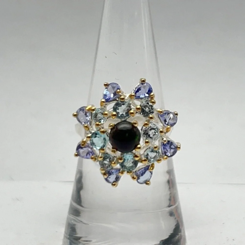 Sterling‎ Silver aquamarine Gemstone Ring Sz 7
